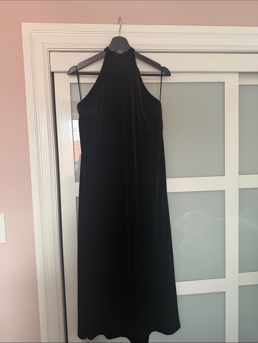 Black Velvet Halter Midi Dress